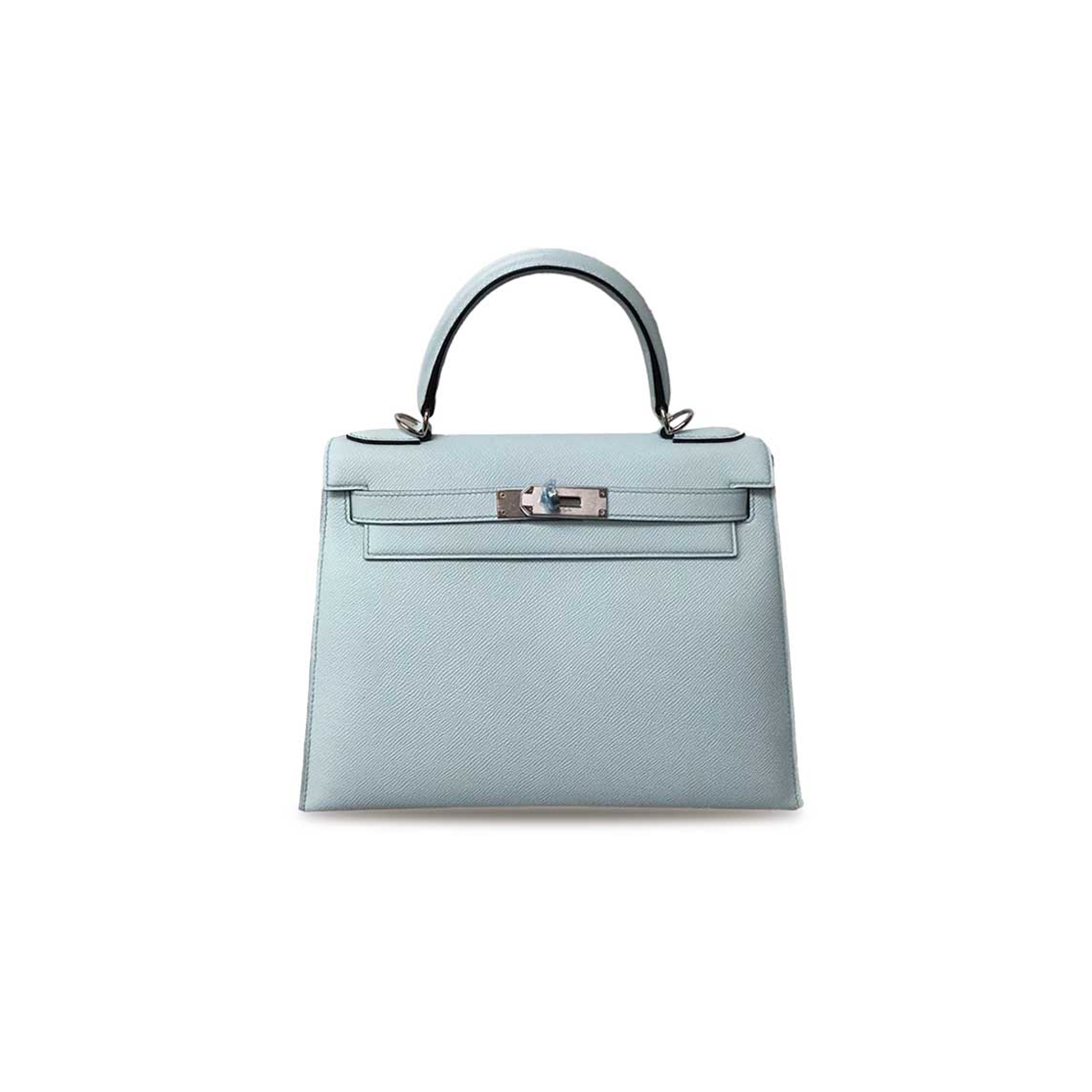 H**mes kelly 25 epsom leather breeze blue silver buckle (25*17*7cm)